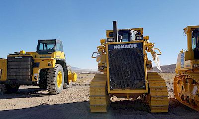 100 ton trucks and bulldozer
