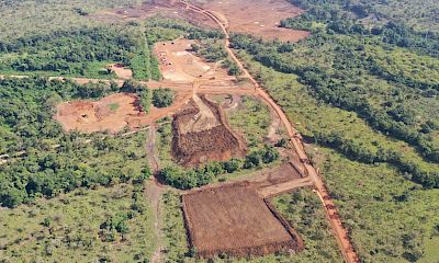 Top soil waste dumps - processing plant earthworks - looking south November 2021