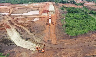 Water storage dam spillway and embankment construction - June 2022