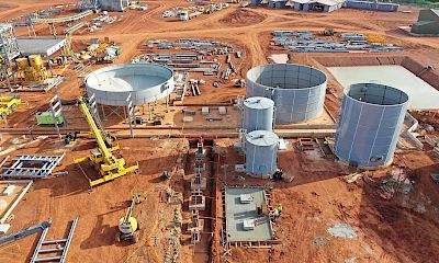 Thickener assembly and structural steel erection underway - October 2022