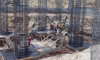 Tertiary crusher (HPGR) platform foundation concrete pour