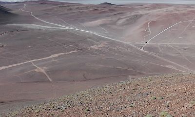 Leach pad and ancillary facilities sites below (Looking northeast from Lindero deposit)