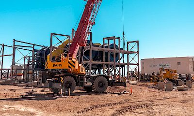 Agglomeration plant: Agglomeration drums´ structure installation work