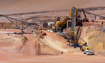 Panoramic view of secondary crusher and stockpile