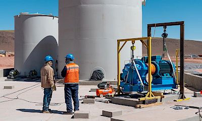 Solution ponds: Pump installation work for intermediate solution tank