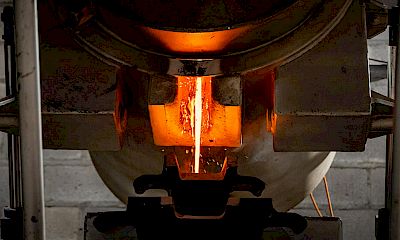 Gold refinery room: First gold pour